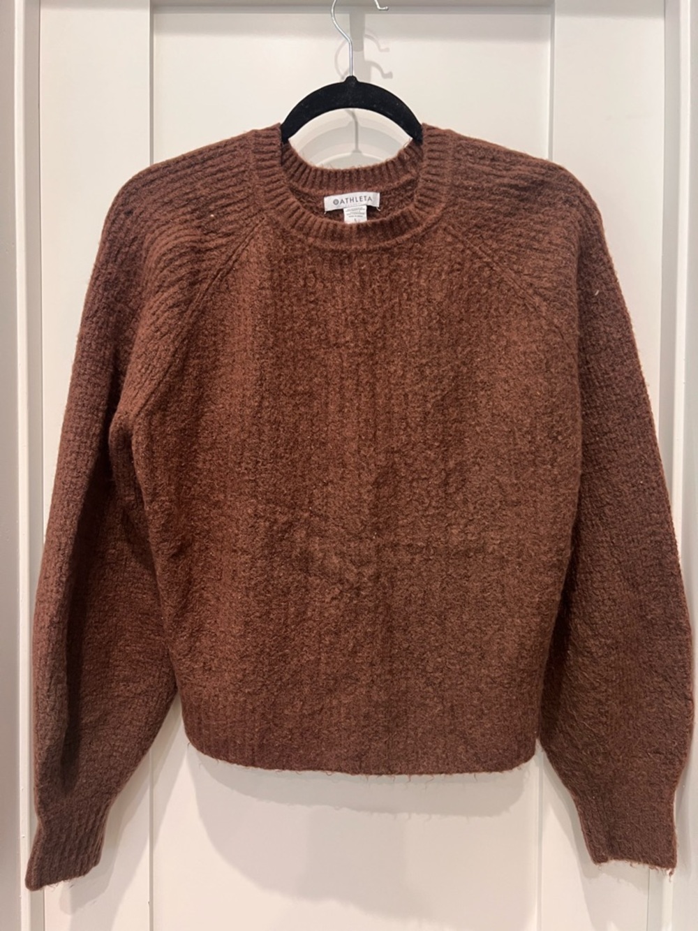 Athleta Chestnut Brown Fuzzy Crewneck Sweater
